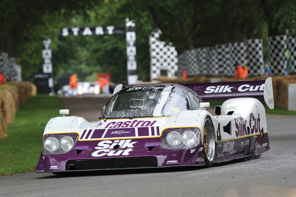 Sports racing cars: Jaguar Silk Cut team at the box, Le Mans, France Sports racing cars: Jaguar Silk Cut team at the box, Le Mans, France