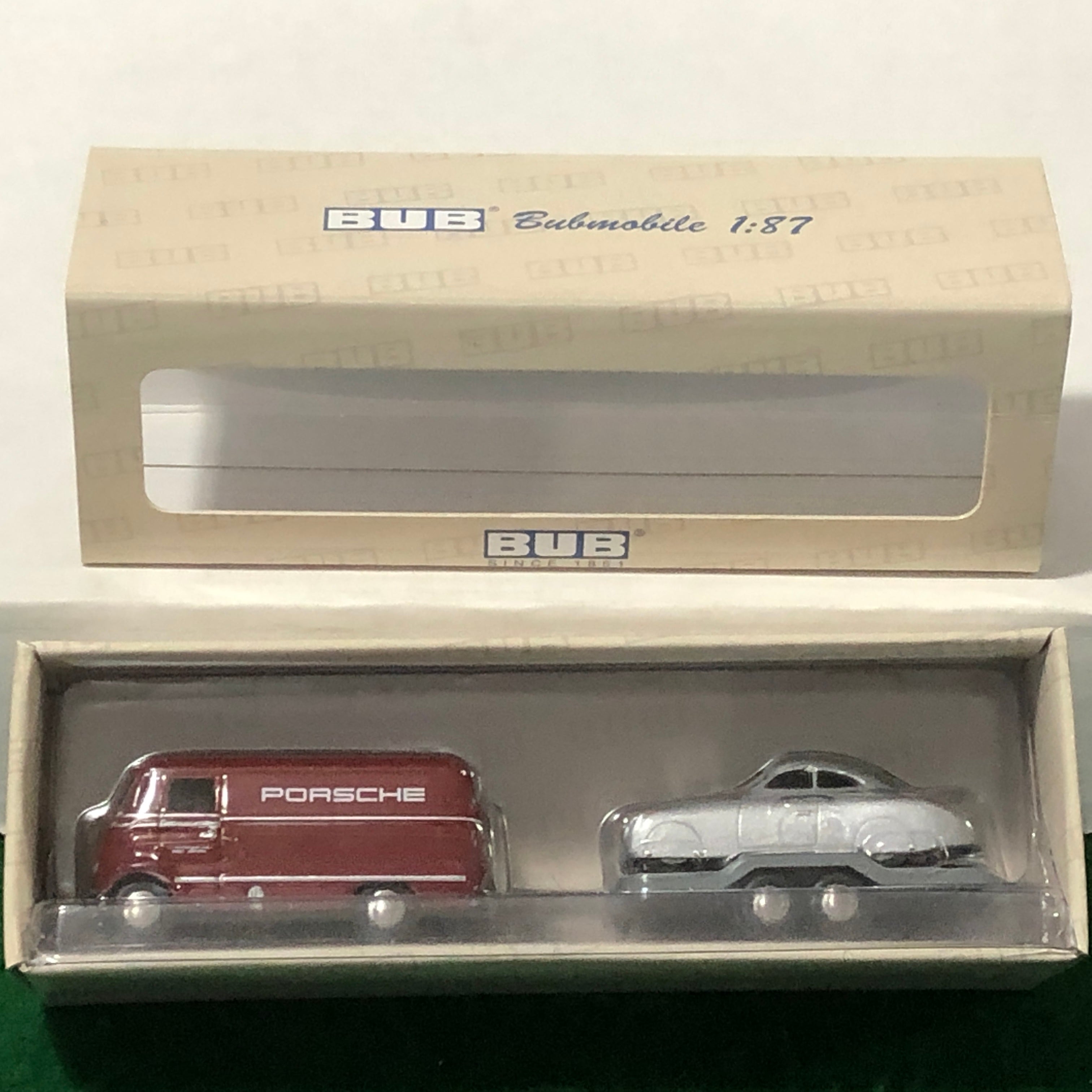 Mercedes-Benz L319 Van With Porsche Type 64 On Trailer by Bub 1:87