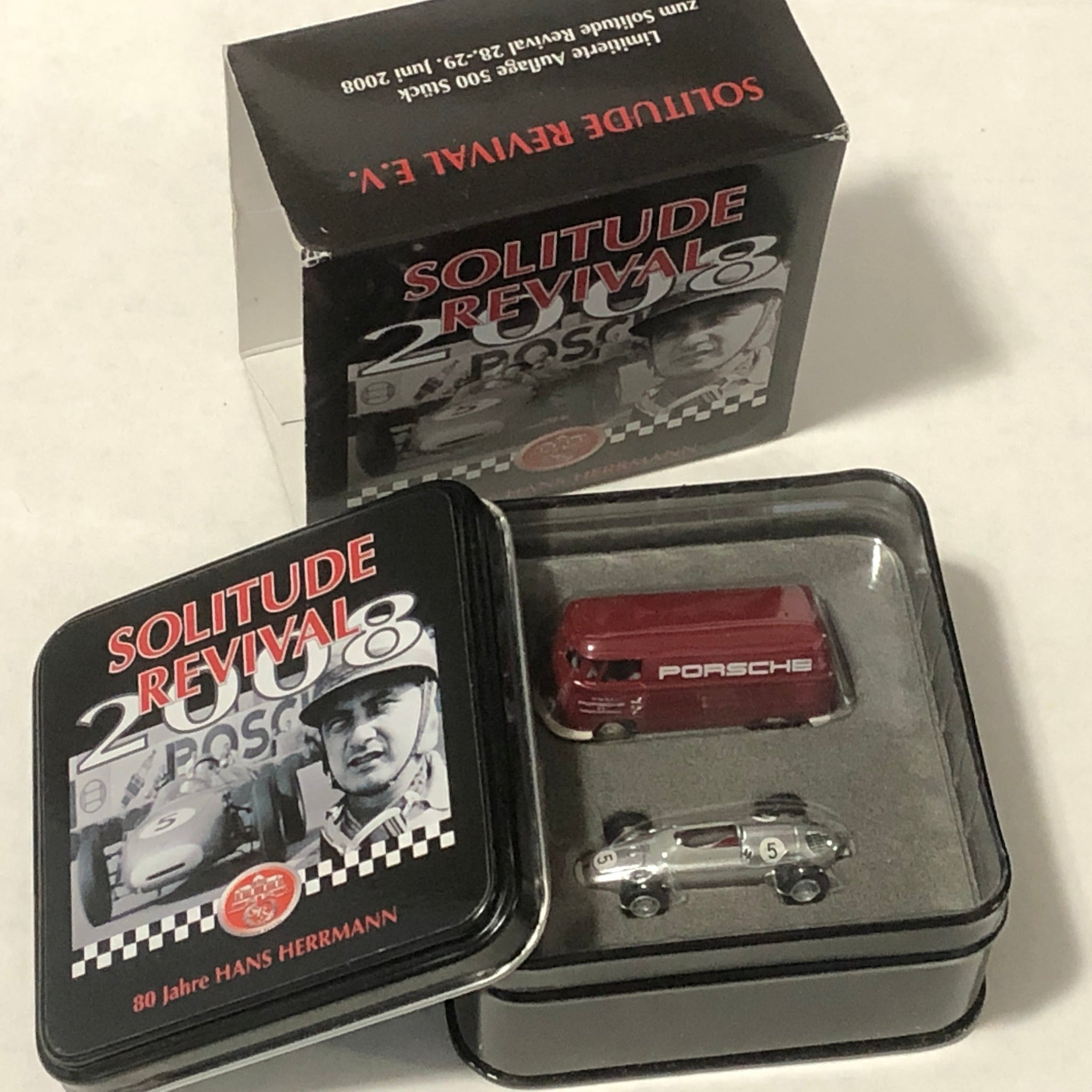 VW Transporter With Porsche 718 F2 Solitude Revival 2008 Set by Bub 1:87 (Ltd Ed of 500)