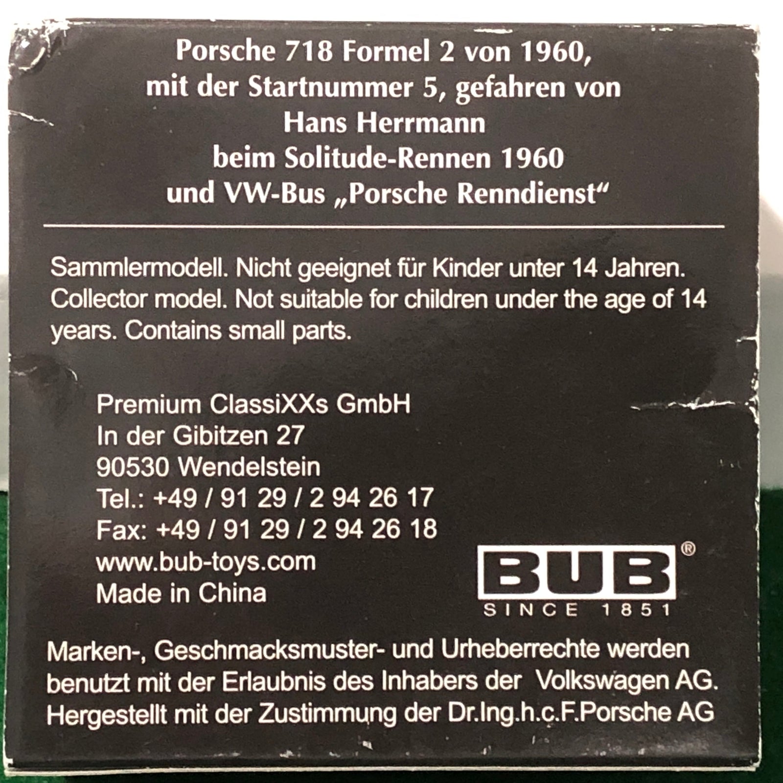 VW Transporter With Porsche 718 F2 Solitude Revival 2008 Set by Bub 1:87 (Ltd Ed of 500)