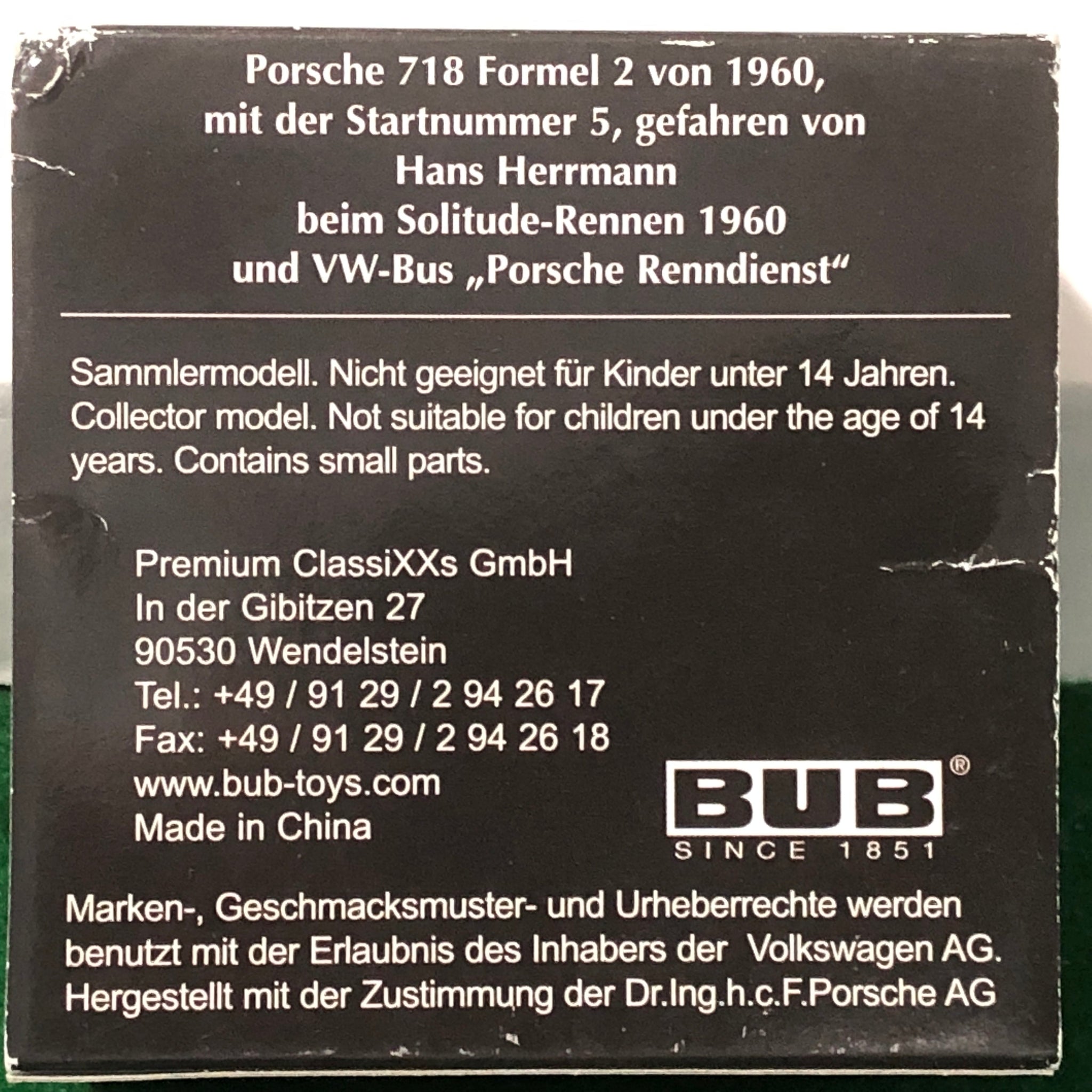 VW Transporter With Porsche 718 F2 Solitude Revival 2008 Set by Bub 1:87 (Ltd Ed of 500)