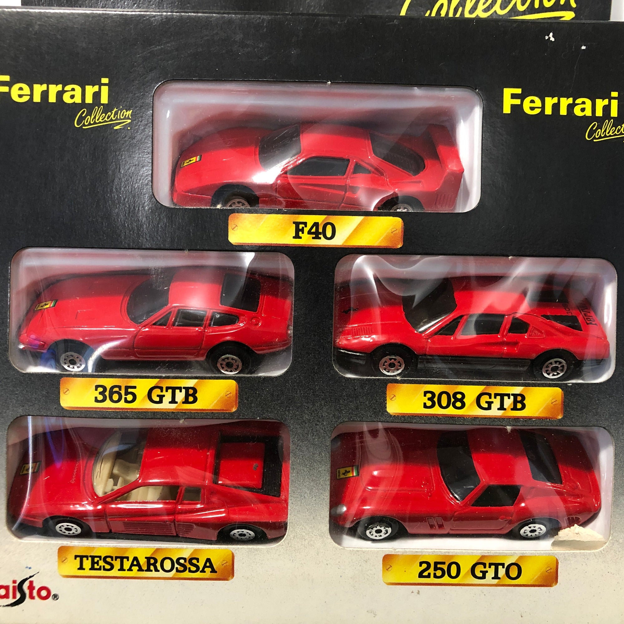 Ferrari 250 GTO 308 GTB 365 GTB F40 Testarossa 5-Car set by Maisto 1:64 (12003)