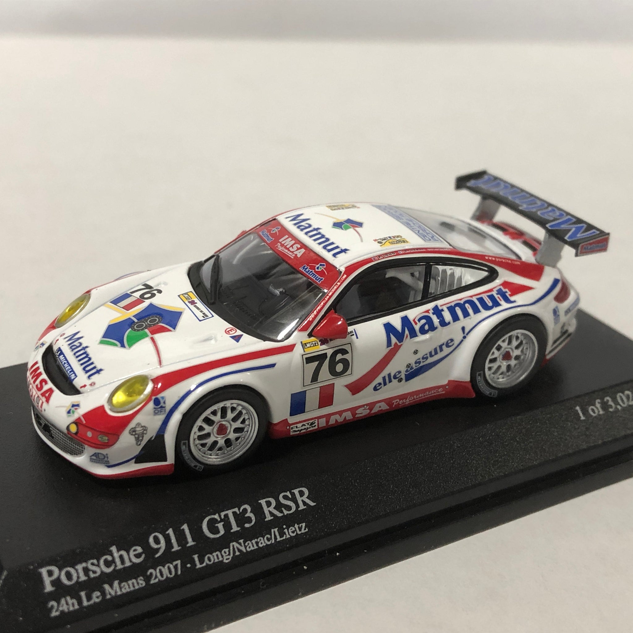 Porsche 911 GT3 RSR 2007 Le Mans N 76 by Minichamps 1:64 (640076776)(Ltd Ed)