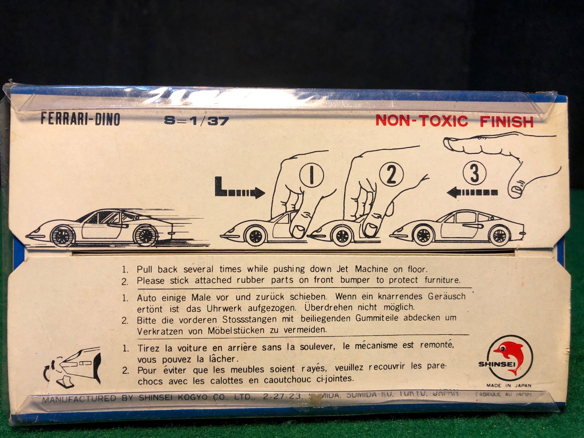 Ferrari 246 Dino N 9 Blue w/Friction Motor by Shinsei 1:37 (4405