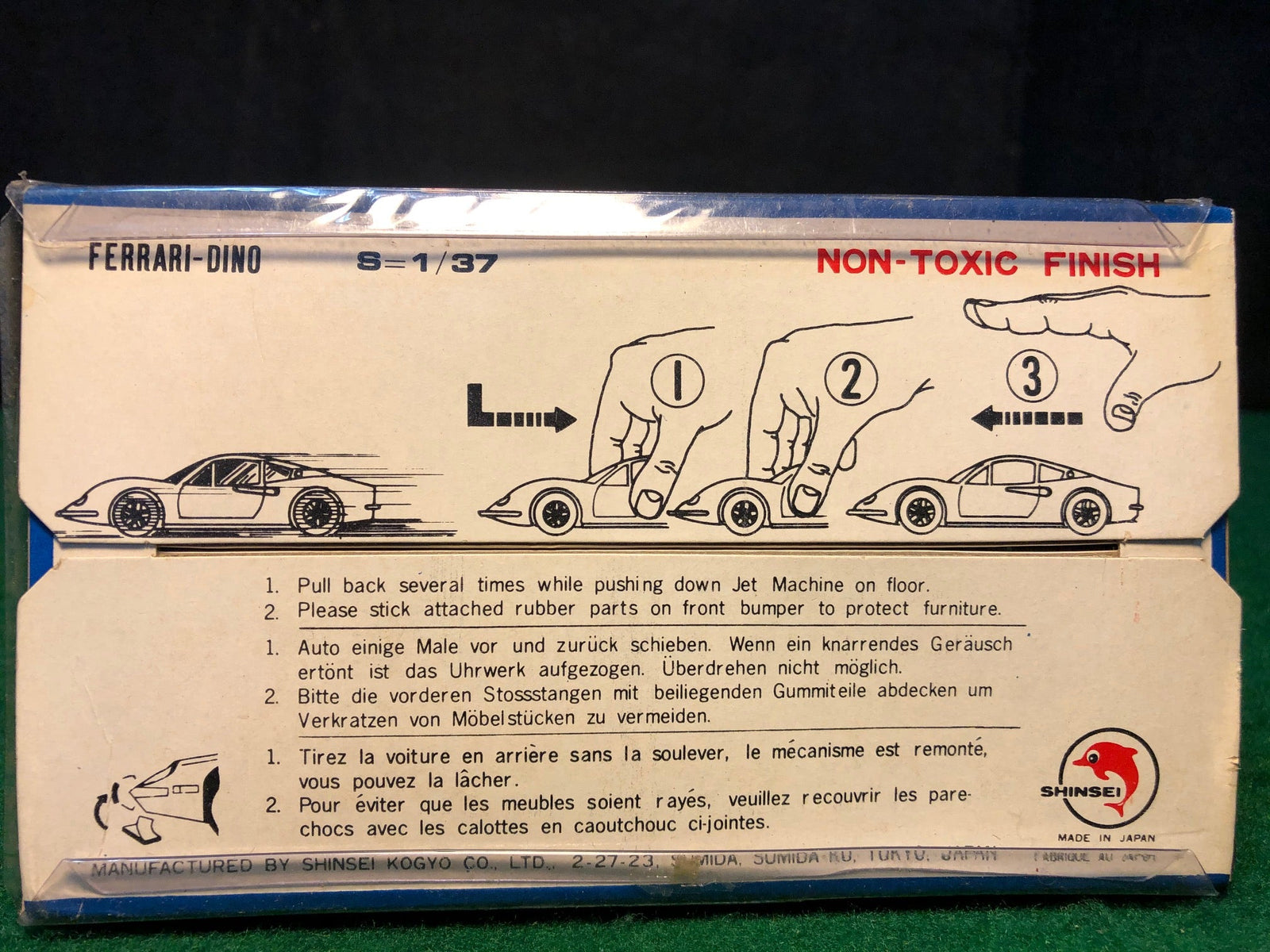 Ferrari 246 Dino N 9 Blue w/Friction Motor by Shinsei 1:37 (4405)