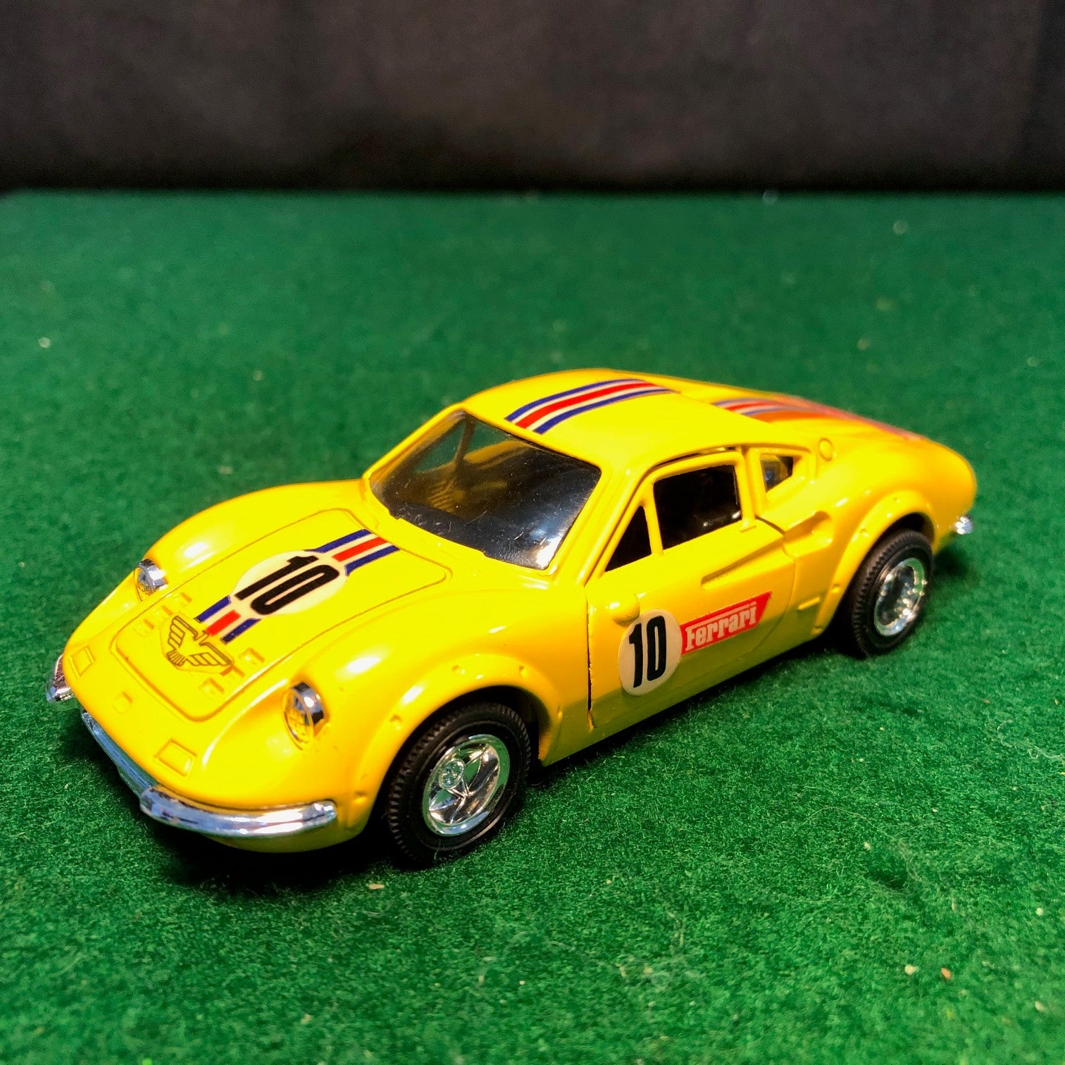 Ferrari 246 Dino N 10 Yellow w/Friction Motor by Shinsei 1:37 (4405)(No box)