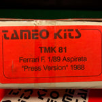Ferrari F1/89 Aspirata "Press Version" 1988, by Tameo 1:43 (TMK81)