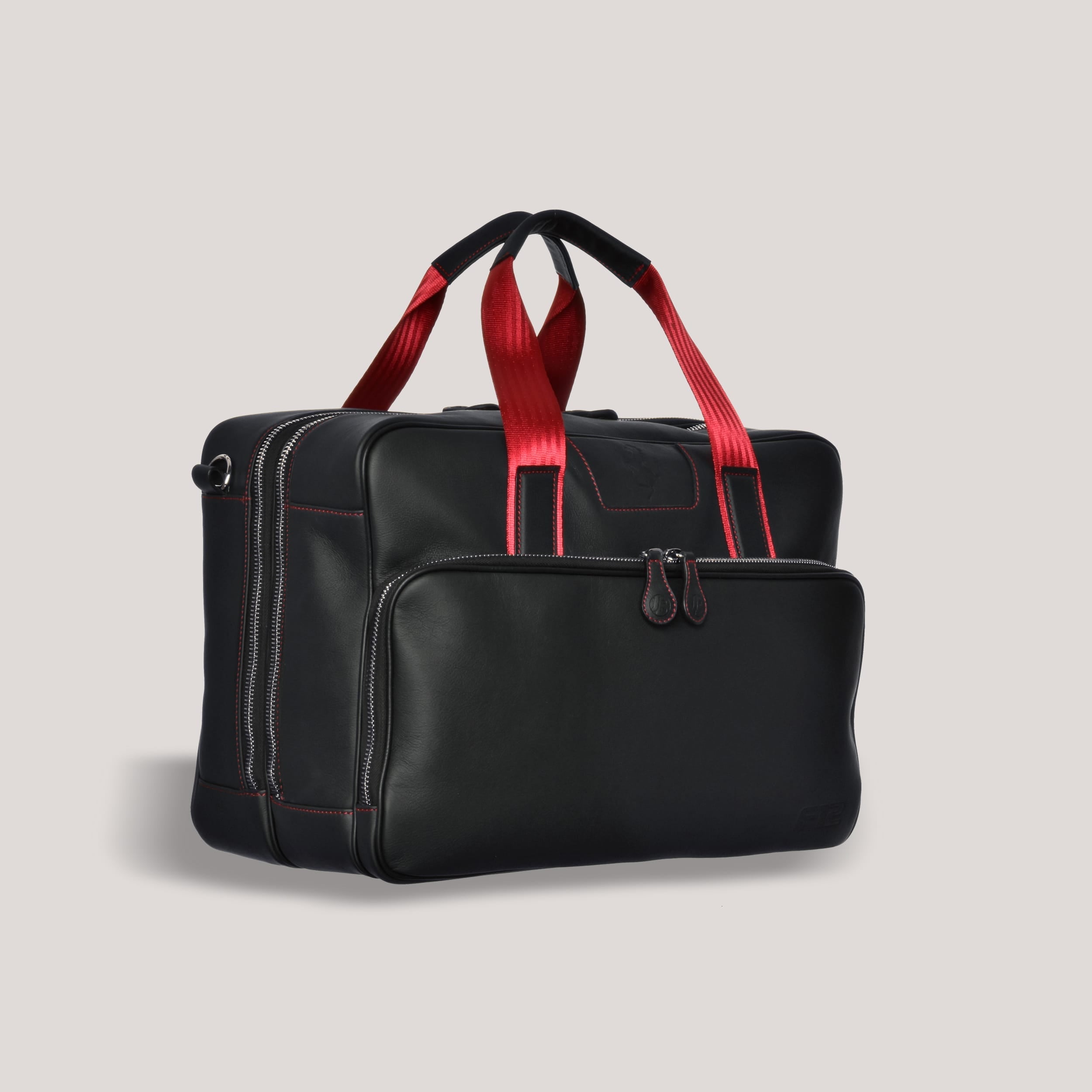 Twin Touring Luggage – Black Leather Red Webbing - Default Title