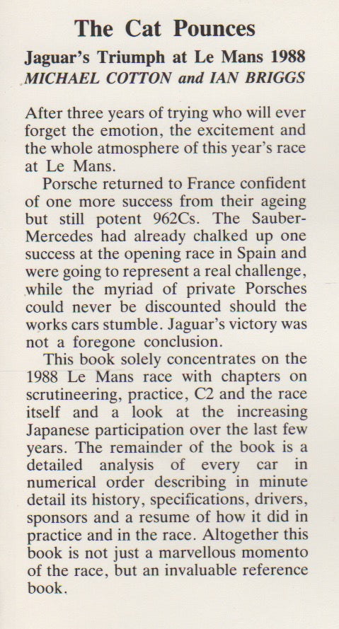 The Cat Pounces - Jaguars Triumph at Le Mans (M Cotton & I Briggs)