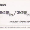 Ferrari 348 tb/ts Consumer Information Booklet (601/90)